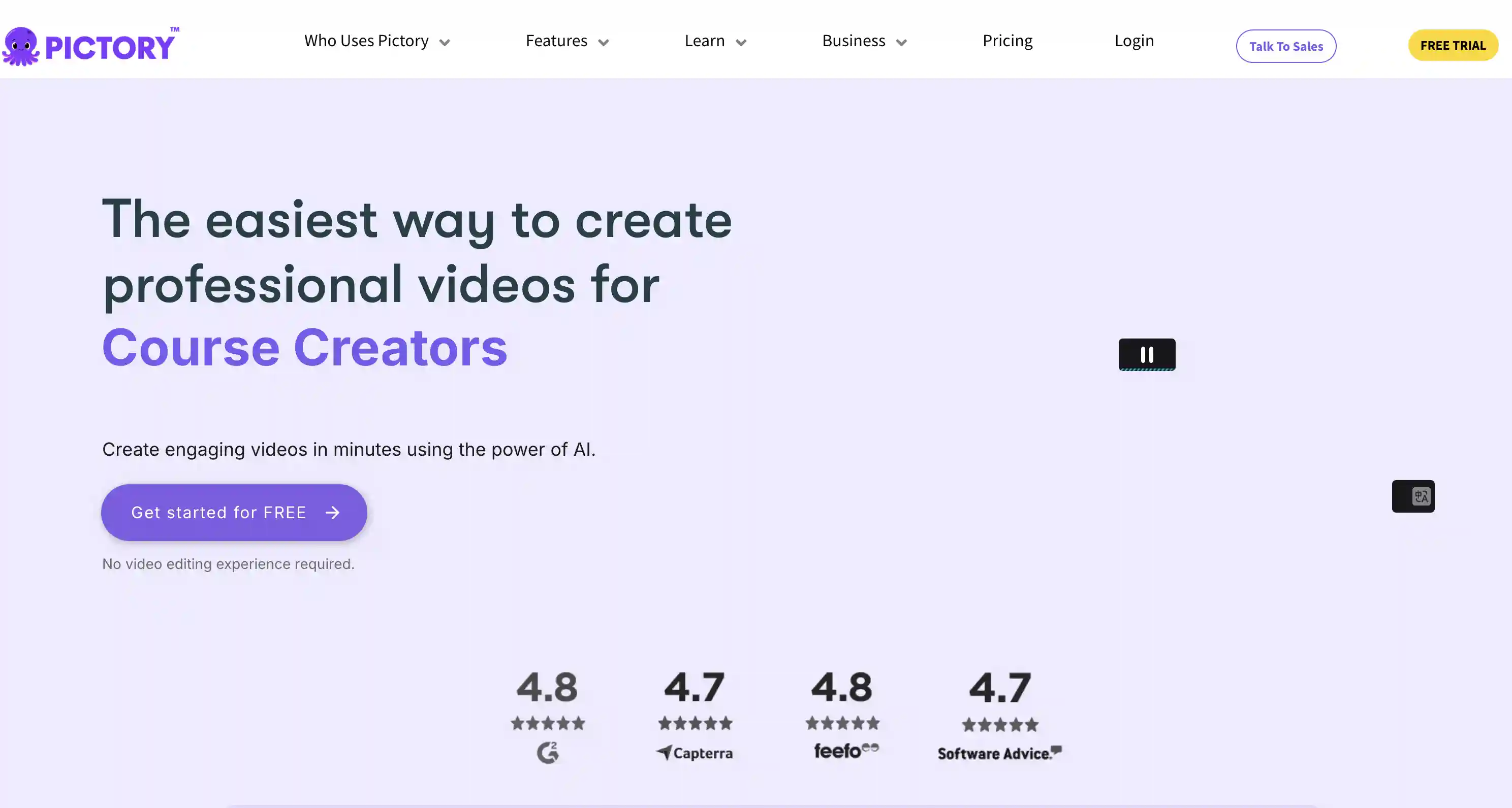 Pictory AI video creator for course makers