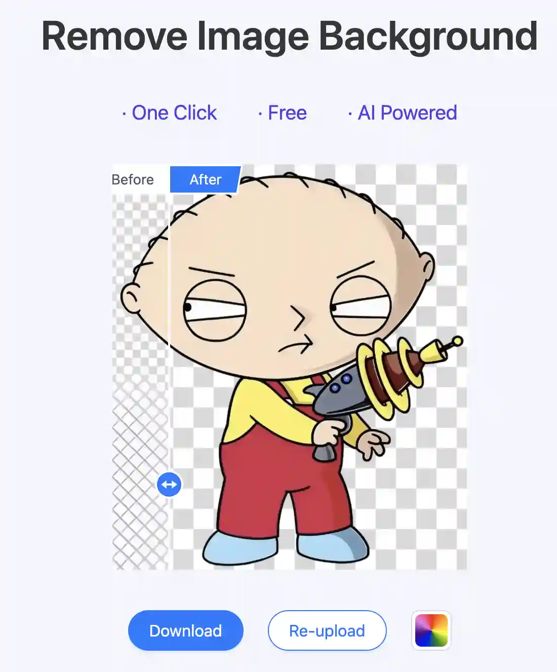 ezpic ai remove stewie griffin  background