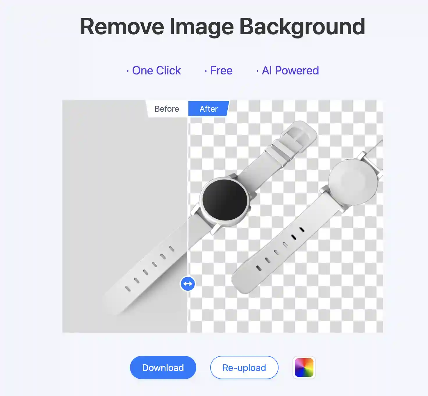 ezpic AI powered smartwatch background removal before after demo