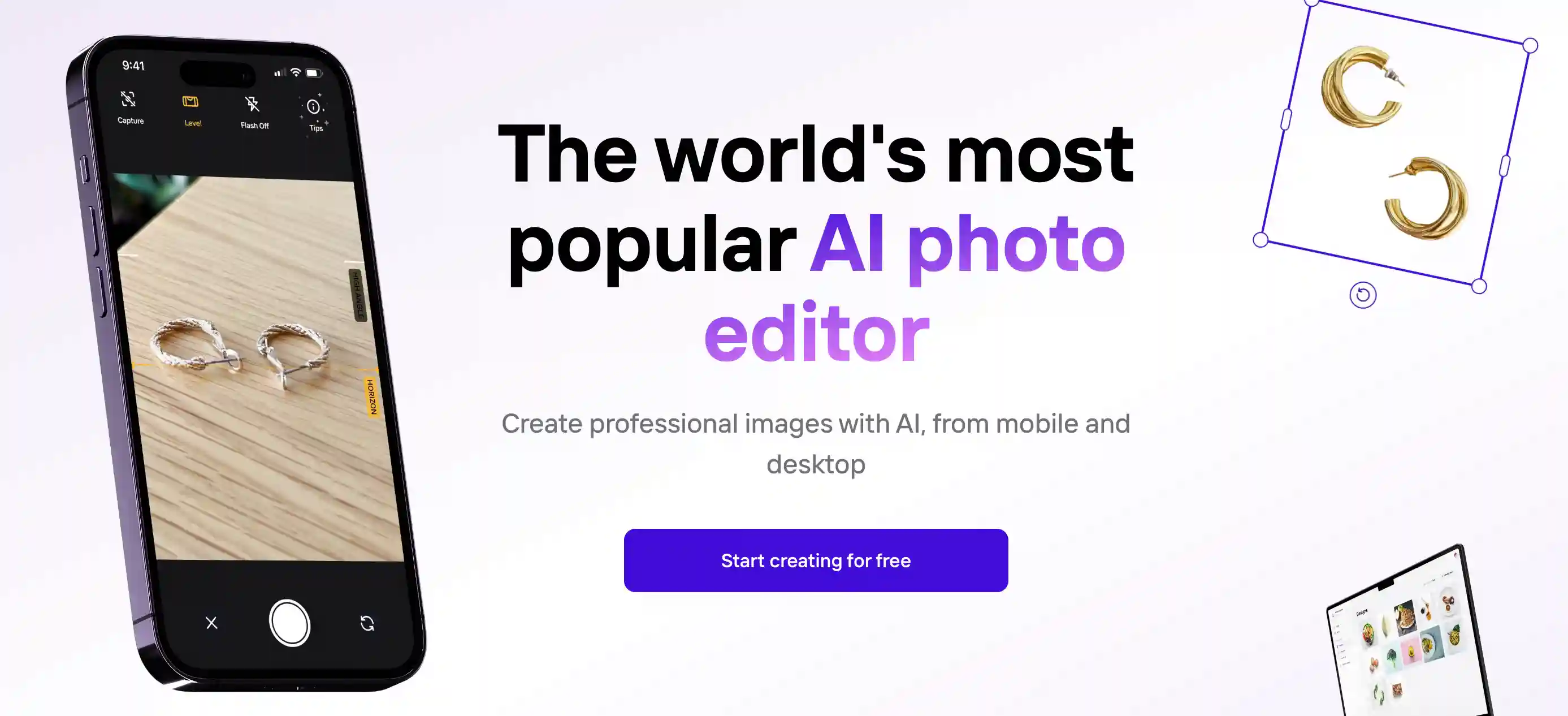 upload image, alternative image options, sleek design, user-friendly interface, AI-powered photography tools, visual content creation